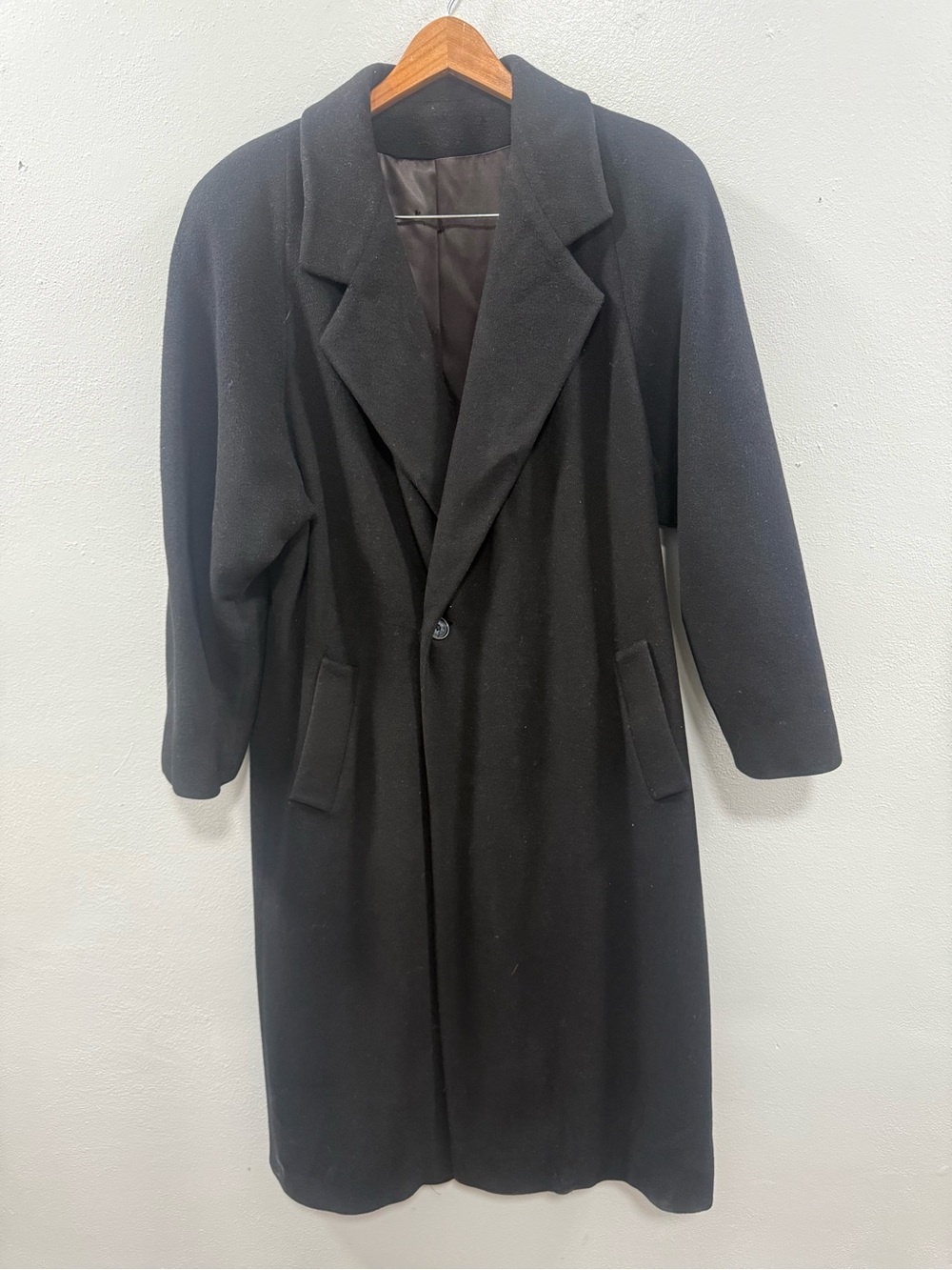 Regency Cashmere Black Womens Long Wool Trench Coat